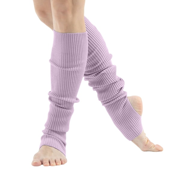Fgnfyis Leg Warmers for Women Dance and Yoga Open Toe and Heel Dance Socks Ribbed Party Socks Warm Socks for Sports Light Purple One Size