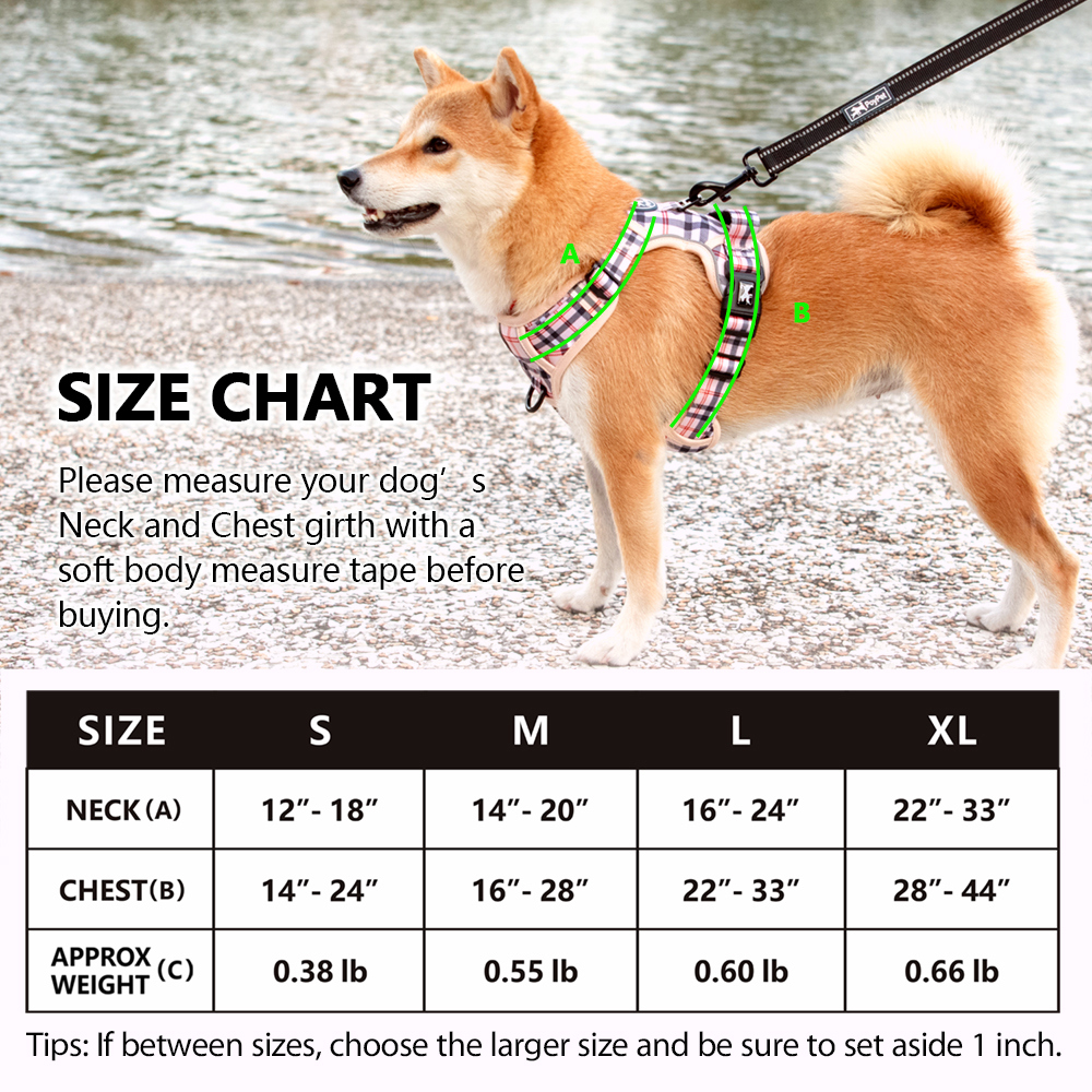 PoyPet No-Pull Dog Harness, Checkered Beige XL photo 4