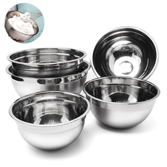 Meidiya Stainless Steel Mixing Bowls Easy To Clean,Non Slip Nesting Whisking Bowls for Space Saving Storage,Great for Cooking,Baking,Prepping