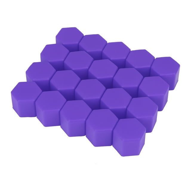 20Pcs Cubiertas Cubo Tuerca Rueda Coche Silicona Púrpura, Tapas Anti-polvo 21mm