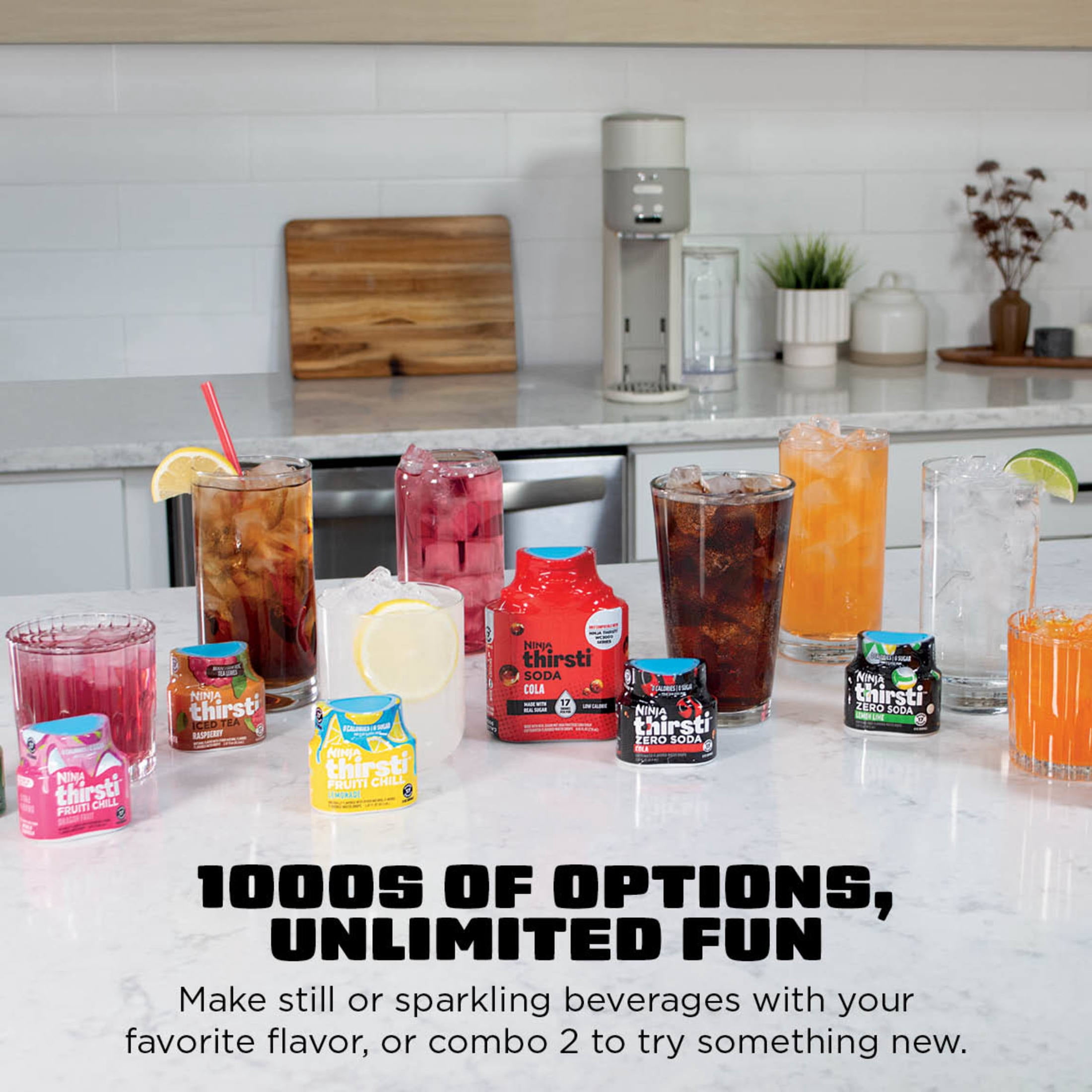 Ninja Thirsti Ultimate Drink System, Sparkling or Still, 36-oz Removeable Temperature Sensitive Water Reservoir, WC3000SD1 Sand