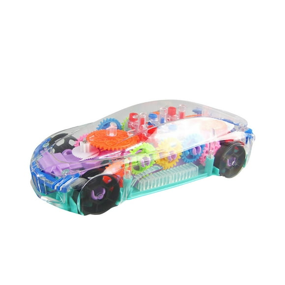 Lksixu Toddler Toys Educational Baby Toys Kids Children Flashing Toy Transparent Light Up Colorful LED Music Mechanical Gear Car Luminous Model Gift Learning Toys for Kids