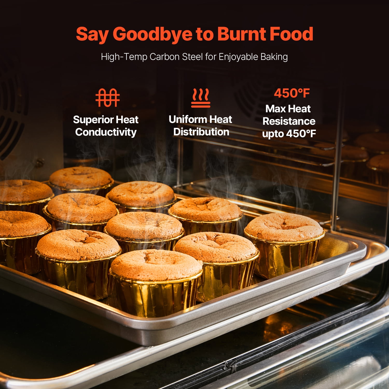 KFFKFF Cookware Set, Trio, Carbon Steel Nonstick Baking Sheets & Trays, Oven-Safe Kitchen Bakeware Sets with Silicone Grips, Effortless Cleaning, Ideal for Baking Cookies, Cakes, Muffins, and Bread