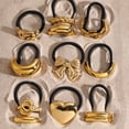 thumbnail image 6 of Stainless Steel 18K PVD Gold Twist Knot Hair Cuffs Hair Ties,Women Ponytail Holders,Ponytail Hair Cuff Hairties No Damage,Geometric Gold Silver Hair Accessories (Gold), 6 of 9
