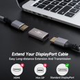 thumbnail image 3 of Adaptador DisplayPort 1.4 de Ángulo Recto 8K Chapado en Oro Paquete 2, 90 Grados Medio (Izquierdo y Derecho) DP Macho a Hembra Conector Convertidor Vertical Extensor Forma T (izquierda derecha) grados, 3 of 4