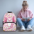 thumbnail image 2 of Yuyamidu Cute Axolotl Middle School Backpack for 4th Grade Large Capacity Bookbag for Kids Pink Daisy Shoulder Backpack with 2 Side Pockets Girls School Bags, 2 of 7
