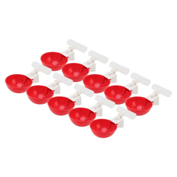 Chicken Feeder Rainproof, 10 Set Chicken Drinking Cup Automatic Water Drinker Big Red Plastic Bowl For Duck Bird Hen