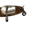 thumbnail image 4 of Wooden Oval Cocktail Table with Glass Top and Open Bottom Shelf Brown- Saltoro Sherpi, 4 of 6
