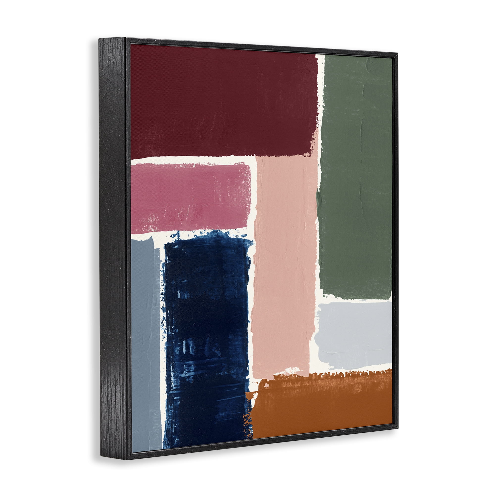 Stupell Industries Rectangular Shapes Pattern Abstract Painting Black Framed Art Print Wall Art, 16 x 20