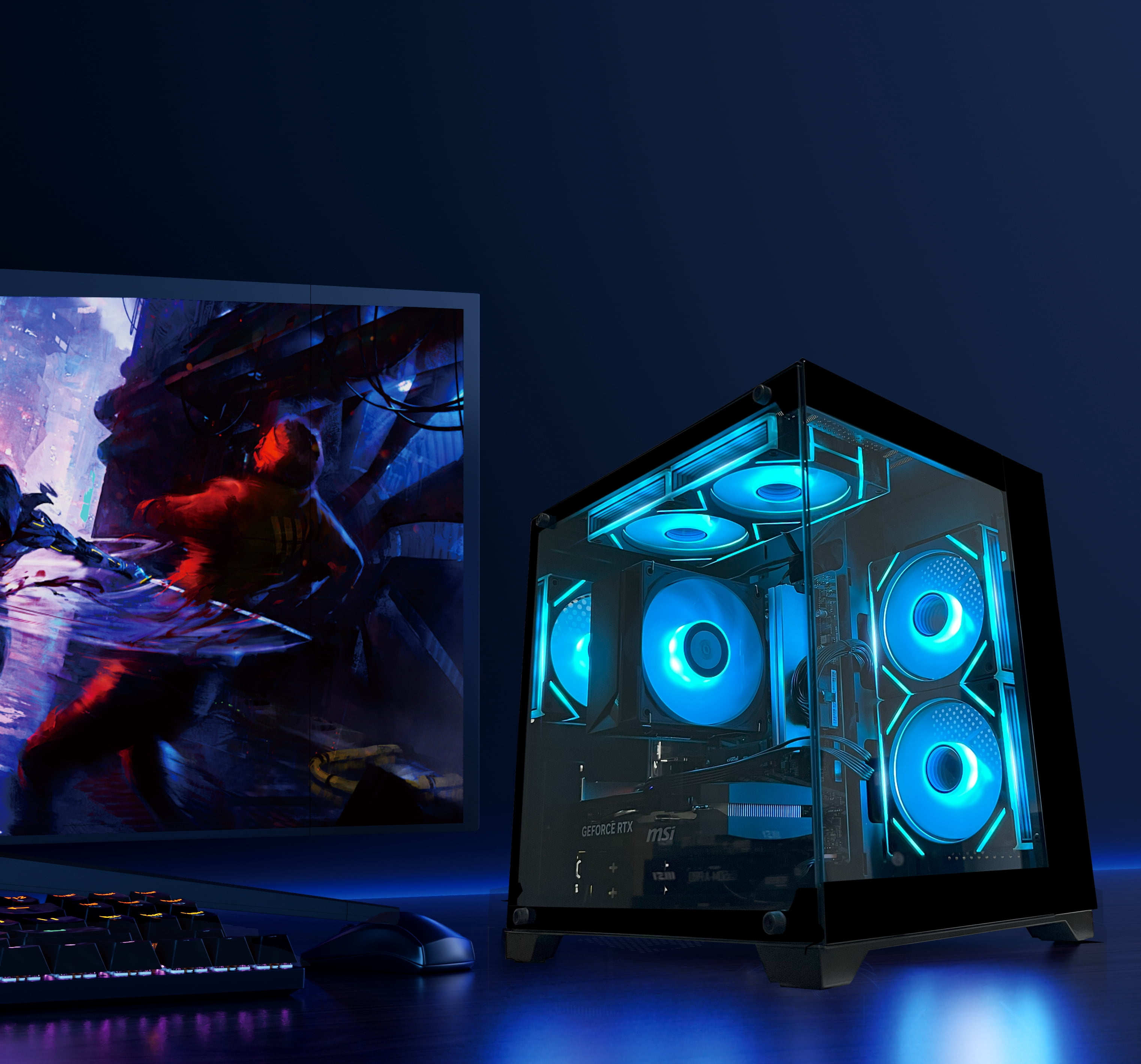 YAWYORE Gaming PC Desktop computer AMD Ryzen 7 5700X RTX 5060 32GB RAM 1TB M.2 SSD Wifi PC Gaming Black