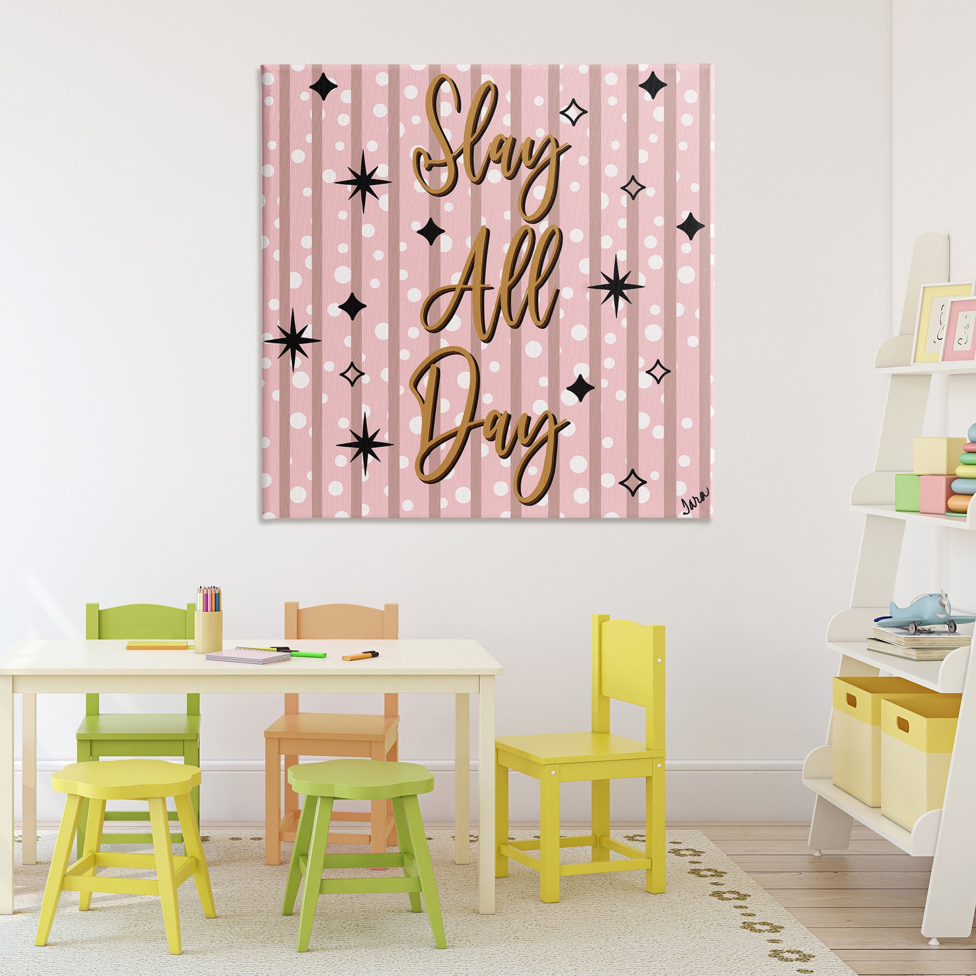 Stupell Industries Slay All Day with Sparkle Pattern Canvas Wall Art, design by Tara Boone