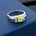 thumbnail image 3 of Gem Stone King Men's 925 Sterling Silver Yellow Lemon Quartz and White Created Sapphire Ring (1.51 Cttw, Gemstone Birthstone, Oval 8X6MM,, Size 13), 3 of 3