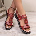 thumbnail image 6 of HomeDM Women's Strappy Flat Sandals Comfortable Open Toe Ankle Strap Summer Beach Walking Sandals, Red Size 9, 6 of 9