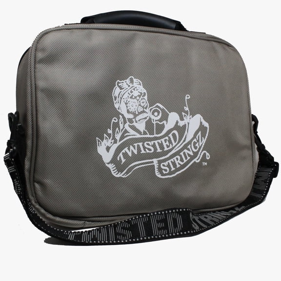 Twisted Stringz Deluxe Yo-Yo Bag - YoYo Carry Case - Holds 12 Yo-Yos- Triple Stitch Shoulder Strap, Double Graphics (Gray)