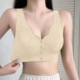 thumbnail image 6 of Arlun Embossed Jacquard Front Closure Bras Comfortable No Underwire Front Snap Bralettes for Seniors Plus Size Solid Color Full Coverage Supportive Bras for Older Beige XXL, 6 of 8