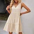 thumbnail image 3 of Vestido ANGGREK Con Cuello anudado dobladillo Suelto color Puro para la vida Diaria de Verano, 3 of 6