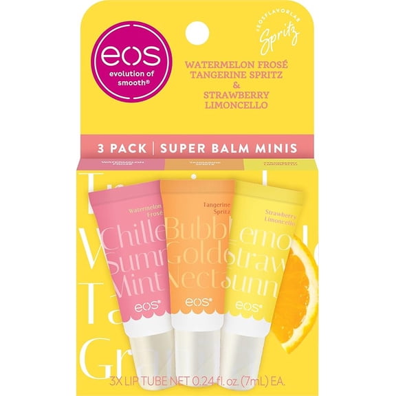 eos 24H Moisture Super Balm Minis - Watermelon Frosé, Tangerine Spritz, Strawberry Limoncello - 0.51 fl oz/3pk