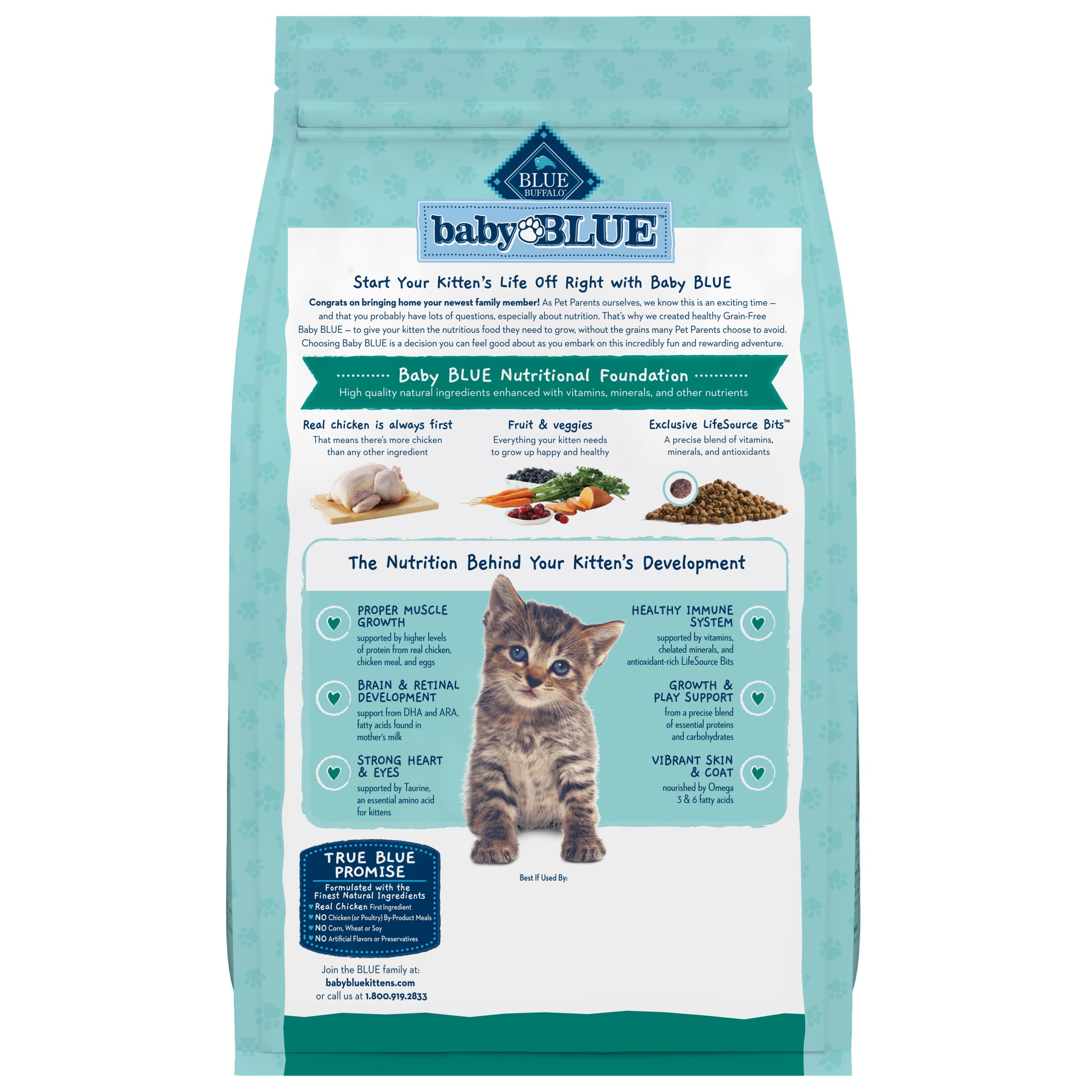 Blue Buffalo Baby BLUE Healthy Growth Kitten Dry Food, High-Protein Chicken, 4.5-lb Bag