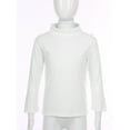 thumbnail image 3 of Linjinx Kids Boys Girls Thermal Underwear Tops Mock Neck Solid Long Sleeve Basic Undershirts T-Shirt White 140, 3 of 7