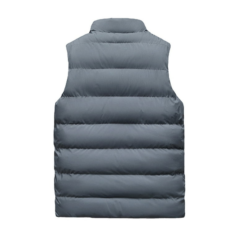 Grianlook Mens Thicken Puffer Waistcoat With Pockets Stand Collar