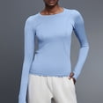 thumbnail image 6 of Women's Long Sleeve Workout Tops Gym Athletic Hiking Shirts Running Training Yoga T-Shirts Fall Outfits 2026 (S, Light Blue), 6 of 9
