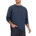 thumbnail image 5 of INSPIRE CHIC Men's Henley Shirt Long Sleeve Button Casual Pullover T-Shirt 3XL Navy Blue, 5 of 6