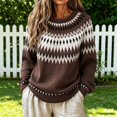 thumbnail image 2 of Sweater for Women Color Block Casual Relaxed Long Sleeve Tops Fall Winter Round Neck Pullover Blouse Daily Wear, 2 of 5