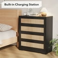 thumbnail image 5 of 4 Rattan Drawers Dresser, Tall Chest of Drawers, Wood Dresser for Bedroom, Closet, Living Room, Hallway (White, 15.8" D x 31.5" W x 38.6" H, 5 of 9