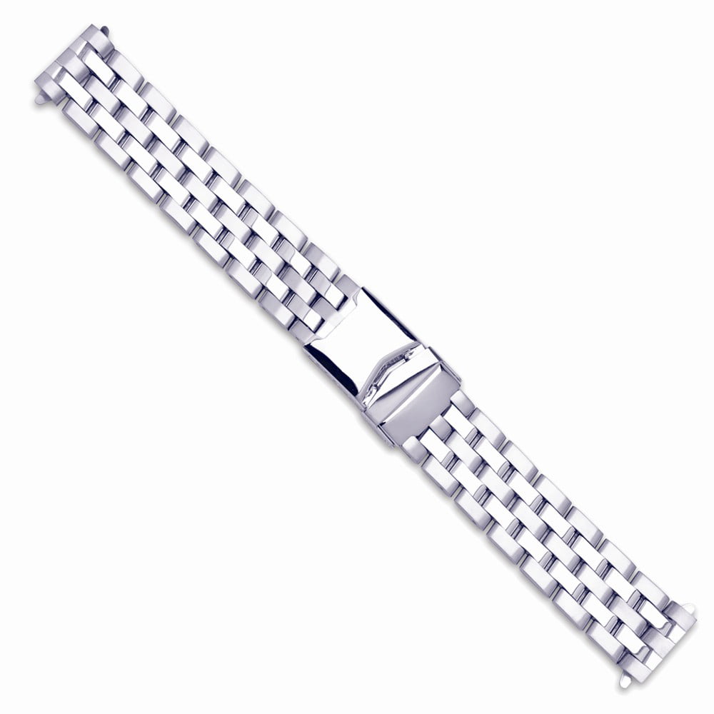 Dressy Quick Release Watch Band 7 Rows Stainless Steel Watch Bracelet  Straps 20mm/22mm Metal Replacement Strap for Men Ladies, Black ,Silver