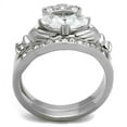 thumbnail image 2 of High polished (no plating) Stainless Steel Ring with AAA Grade CZ in Clear for Women Celtic Theme Clear Stone Color Style TK2119 Size 5, 2 of 3