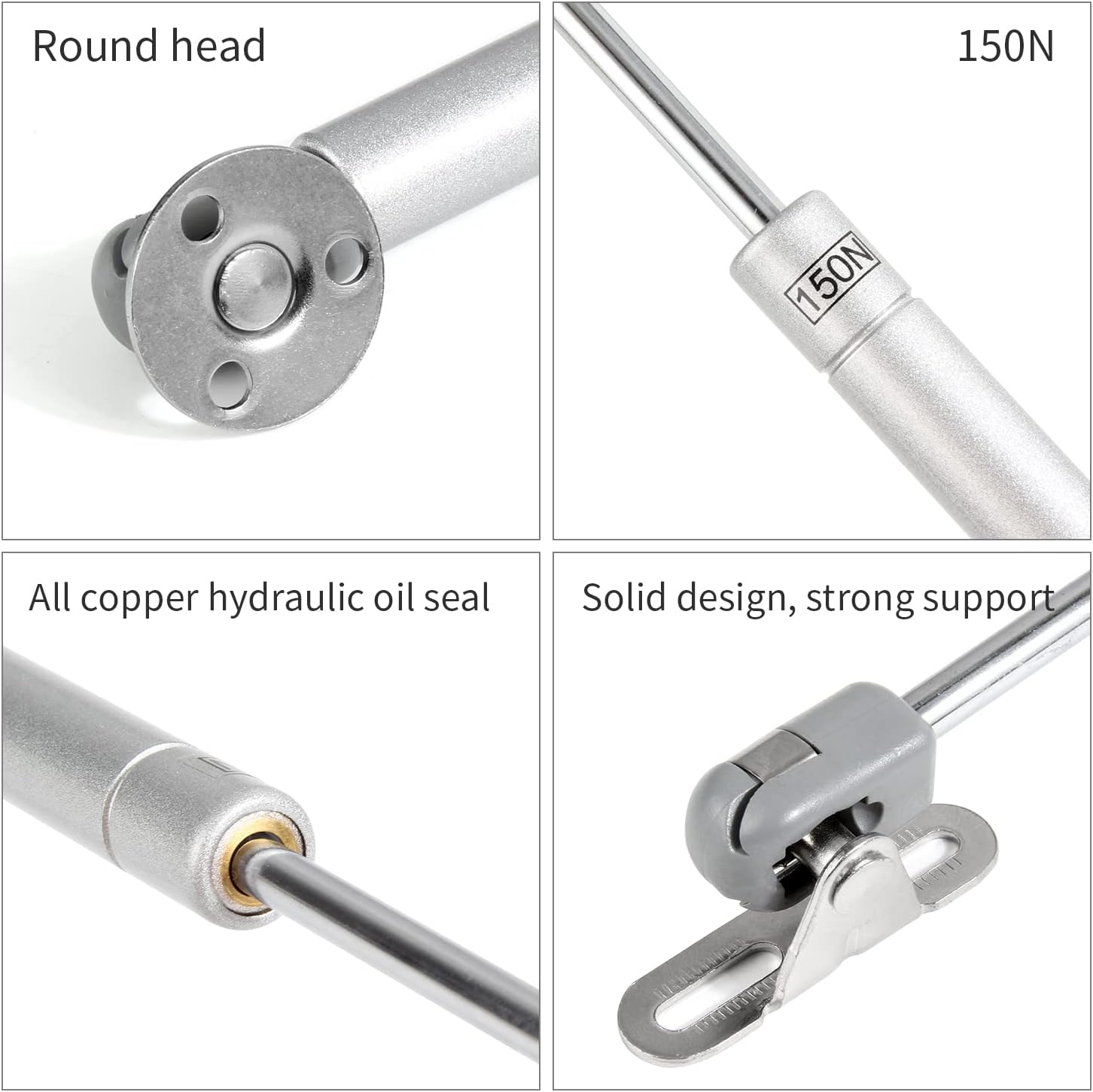 2x Gas Pressure Springs – 50-150N Adjustable – Furniture Damper Compression Springs – Silver