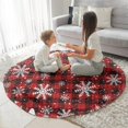 thumbnail image 3 of Red and Black Christmas Snowflake Pattern Round Blanket,Comfortable Soft Flannel Throw Blanket,All Season,Warm Lightweight Blankets for Sofa Bed Couch Living Room Chair 60"x60", 3 of 5