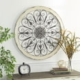 thumbnail image 2 of DecMode Cream Wood Window Inspired Scroll Wall Decor with Metal Scrollwork Relief, 2 of 14