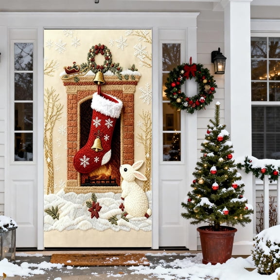 ToyKingdee Christmas Gingerbread Door Cover Window Banner Front Door Porch Sign Village Displays Christmas Indoor Outdoor Decor Holiday Winter House Decoration