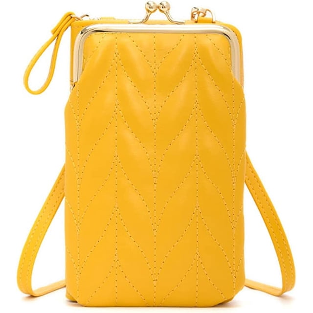 LHSHID Women’s PU Leather Kiss Lock Shoulder Bag Retro Crossbody Coin Purse with Adjustable Straps Small Phone Bag for Work