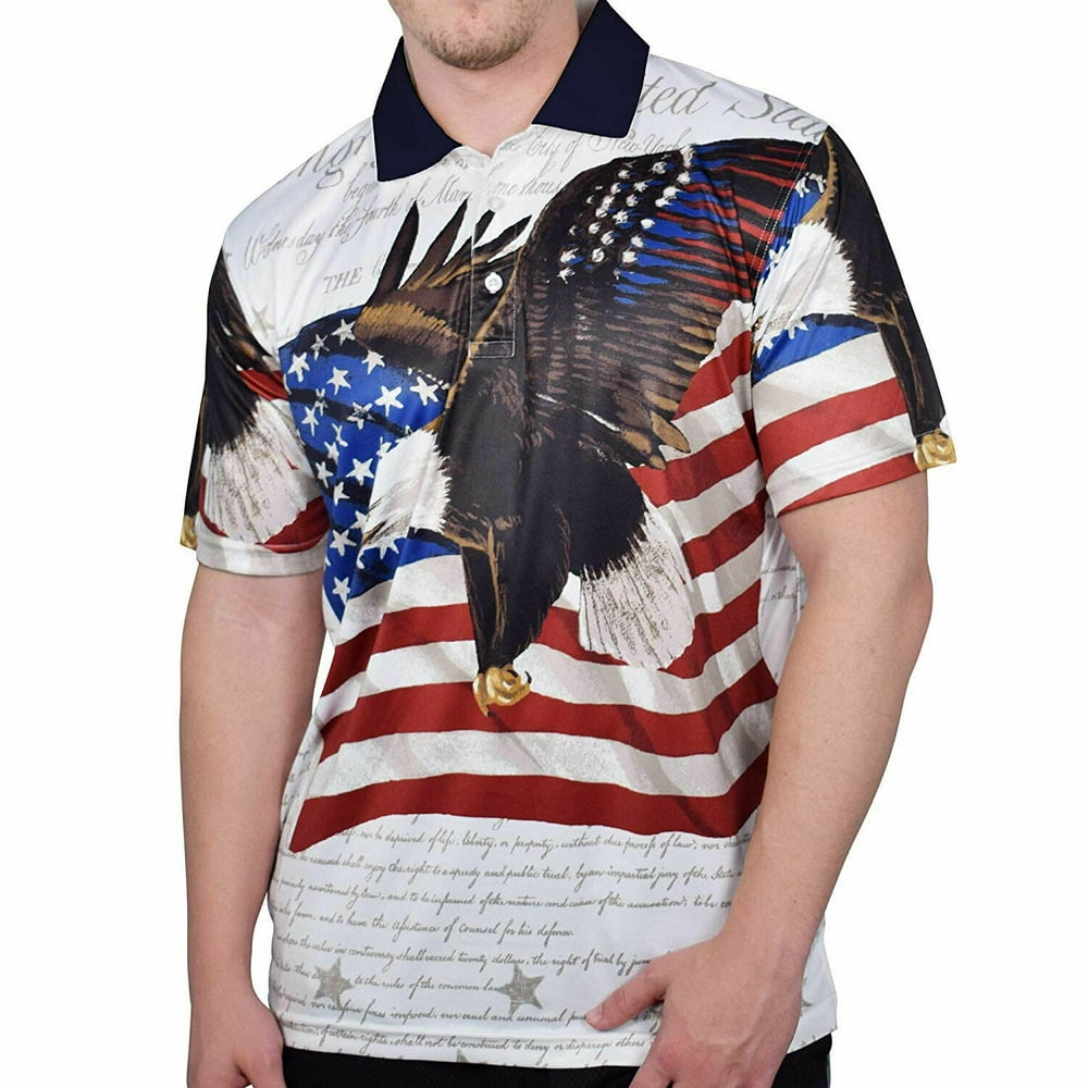 The Flag Shirt Tech Fabric Patriotic Polo Shirt American Flag Eagle