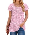 thumbnail image 4 of Fantaslook Womens Blouses Dressy Casual Pleated Tunic Tops Floral Ruffle Sleeve Summer Shirts, 4 of 6