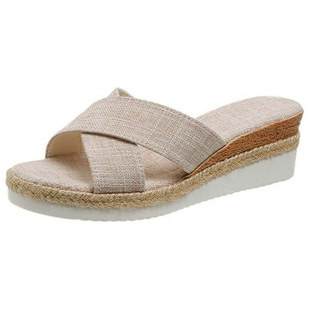

VerPetridure Sandals for Women Casual Summer Womens Summer Fashion Casual Slippers Open Toe Thick Bottom Flax Slippers
