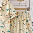 thumbnail image 5 of KPOPLK Girls Pjs Outfit Toddler Girl 2 Piece Button Down Cute Print Short Sleeve & Shorts Pjs Set Soft Fun Sleepwear for Kids Clothes Size 7-8 Years,Yellow, 5 of 5