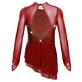 thumbnail image 4 of iixpin Kids Girls Sparkly Lyrical Dance Dress Figure Ice Skating Ballet Skirted Leotard Competition Dancewear Burgundy 14, 4 of 6