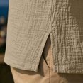 thumbnail image 5 of Hoodie Long Sleeve Shirts for Men Cotton Linen Solid Color Buttons Drawstring Casual Top Summer Vintage Fashion Comfort Loose Pullover Shirt, 5 of 5