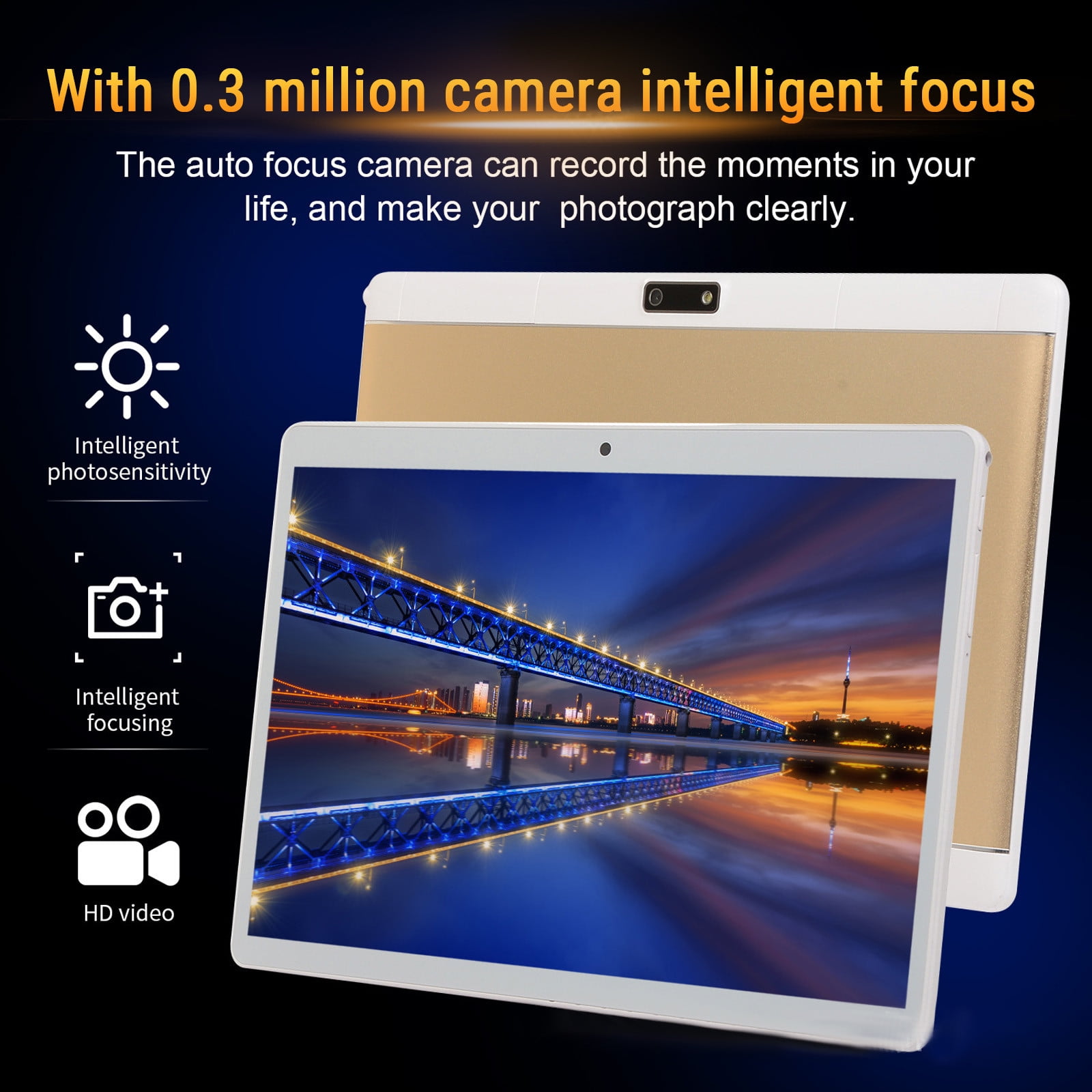 10.1-inch Android Tablet, Octa-Core Processor, 1GB RAM, 16GB Storage, WiFi, Bluetooth, GPS, 0.3MP Front & 2MP Rear Camera
