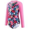 thumbnail image 5 of Kkkded Girls Swimsuits Long Sleeve One Piece Swimming Suit Printing Swimwear Sport Beach Bathing Suits Swimwear with Zipper for Kids Toddler Baby 4-12T, 5 of 9
