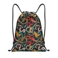 thumbnail image 1 of Xecao Snake And Flower Pattern Sports Drawstring Backpack - String Swim Gym Bag with Wet Proof Pocket for Women&Men-Small, 1 of 6