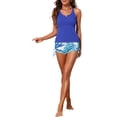 thumbnail image 2 of INSPIRE CHIC Women's Criss Cross Strappy Bikini Sets 2 Piece Pattern Drawstring Boyshorts Bottoms Swimwear Suits X-Large Blue, 2 of 5
