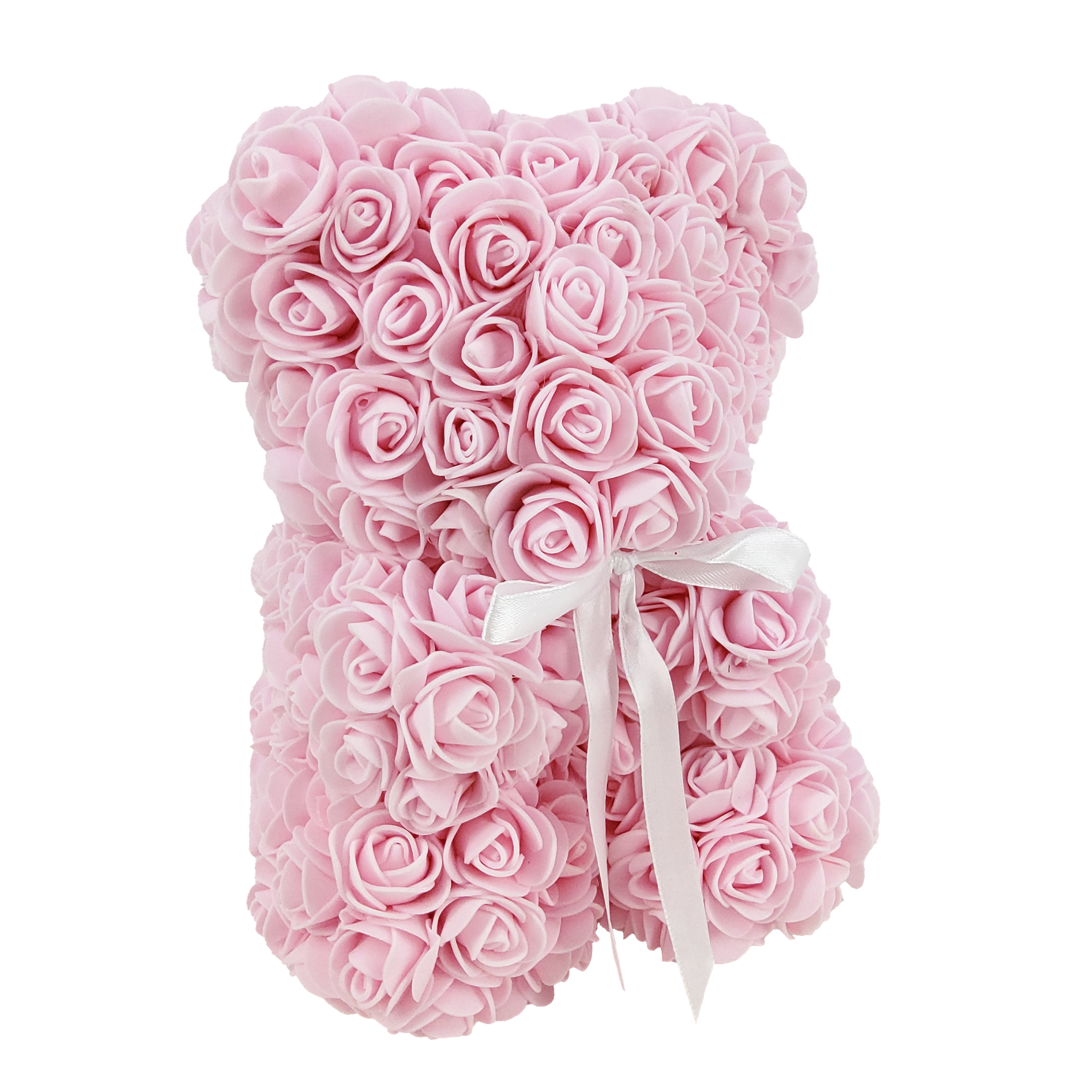 Way To Celebrate 9.25" Artificial Rose Bear Valentine's Day Gift, Light Pink Color