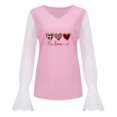 thumbnail image 3 of Birdeem Blouse Décontractée en Dentelle à Manches Longues Patchwork Col en V Imprimé Cœur, 3 of 7
