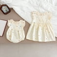 thumbnail image 2 of Vestido de princesa Floral bordado de verano para niña, bonito encaje con cuello de hoja de loto, Body para bebé, trajes para hermana, ropa dulce para niño, 2 of 6