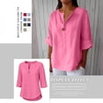 thumbnail image 6 of Blouses for Women Button Front Linen Style Loose Fit Three Season Daily Casual Short Sleeve Top Womens Tops, 6 of 6