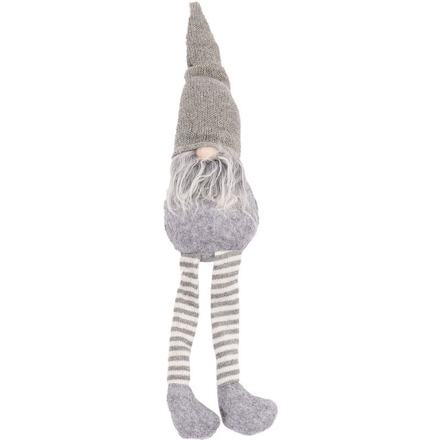 Decoración navideña Muñeco de elfo de pierna larga sentado lindo Decoraciones para uno para niños (gris)